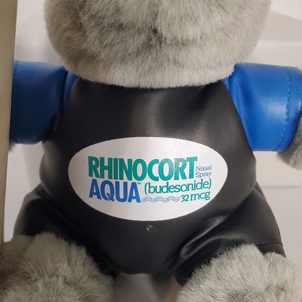Rhinocort Aqua‎ Nasal Spray Plush Stuffed Animal Rhinoceros Surfboard Soft Toy - Picture 5 of 13